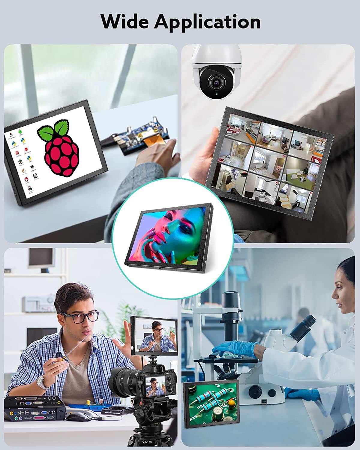 8" Small HD Monitor 1024x768 Built-in Speaker for CCTV CCD HDMI/VGA/AV for PS5