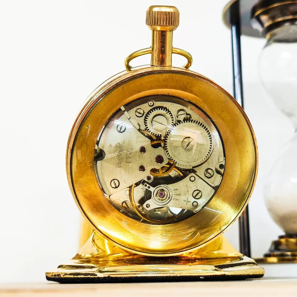 Trophy Brass Desk Clock Mechanical Table top Decorative