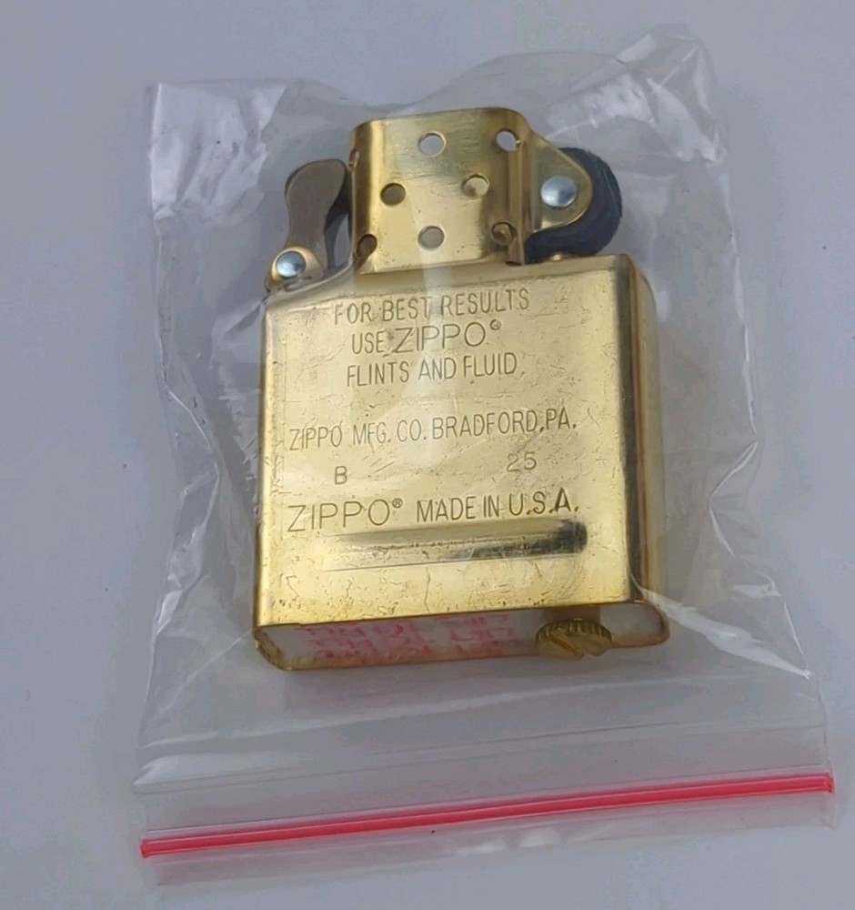 ZIPPO Lighter INSERT - BRASS Plated REPLACEMENT (No Outer Case) Year=2025, NEW