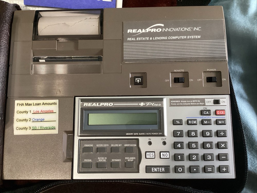 REALPRO INNOVATIONS Calculator REAL ESTATE & Lending COMPUTER System + Pygmy Ram