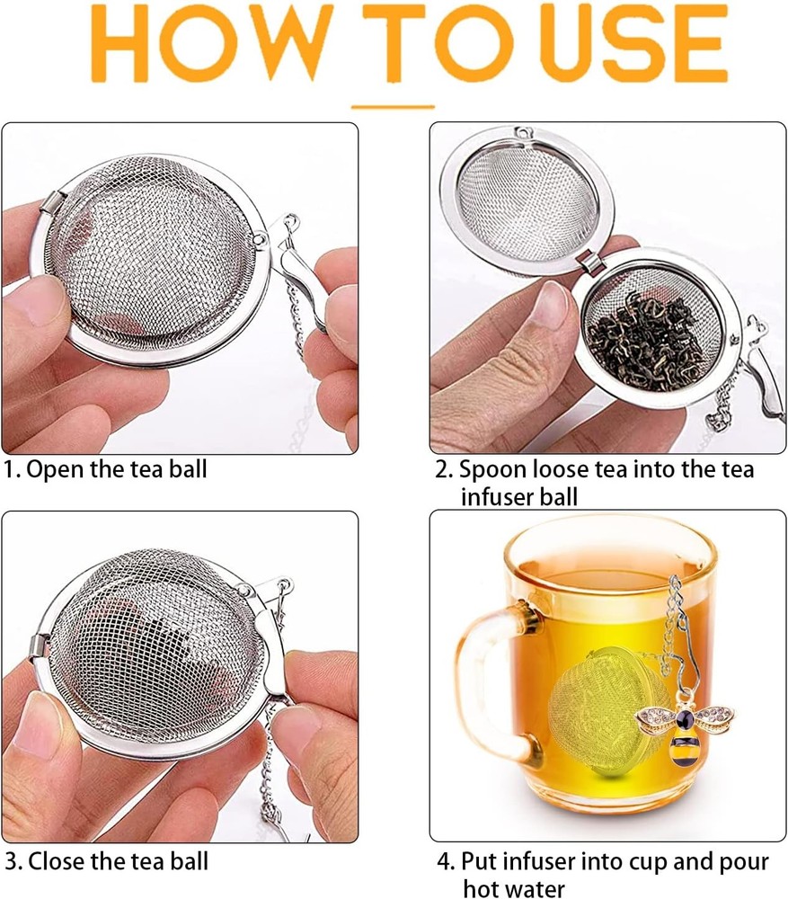 Handmade Tea Ball Infusers - 2Pcs, Honey Bee Strainers with Bee Charm Pendant...