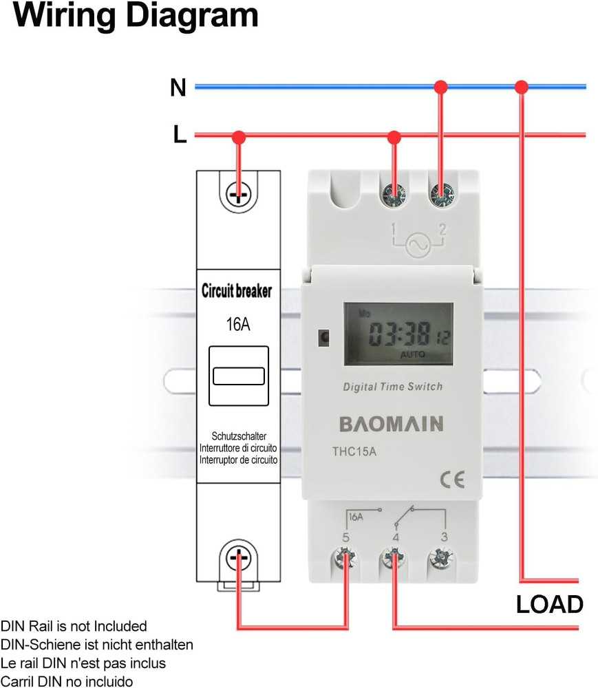 THC15A DC/AC 24V Digital LCD Power Programmable Timer Time Switch Relay 16A Amp