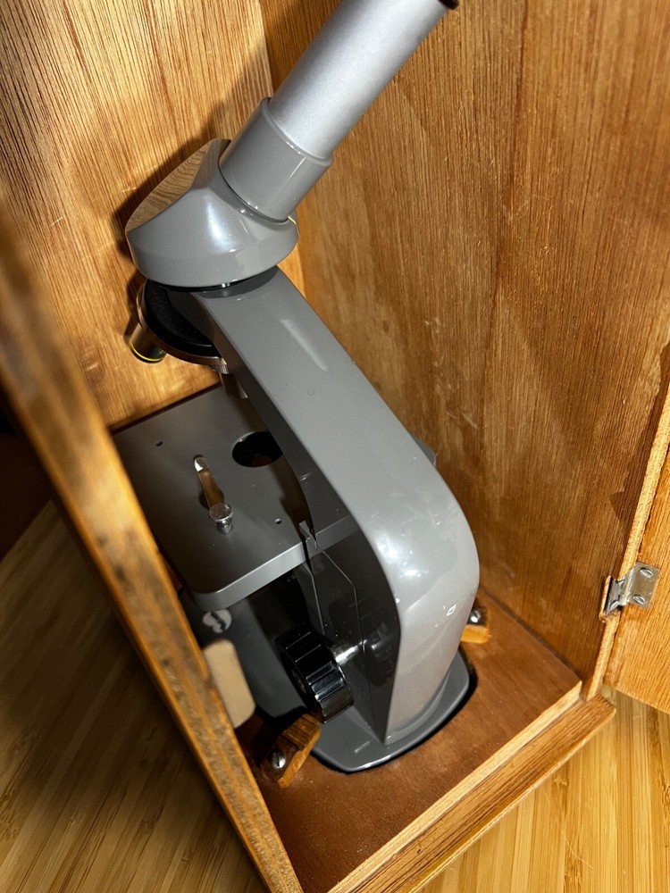 old PHYWE Microscope in wooden box - Made in Germany