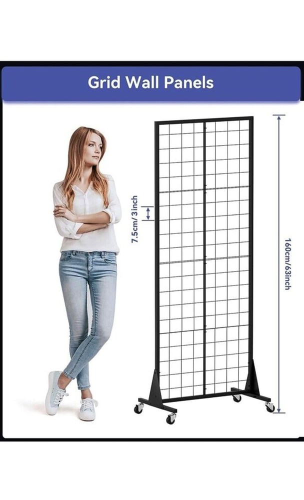 Blasinc Gridwall Panel Display Stand 2' x 5.5' Ft Heavy Movable Floorstanding De