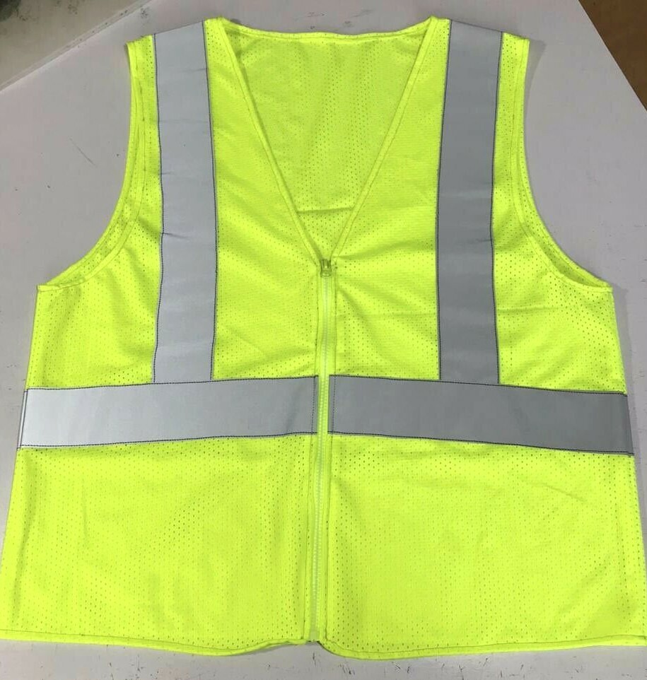 Yellow Solid-Mesh High Visibility Safety Vest,ANSI/ ISEA 107-2010