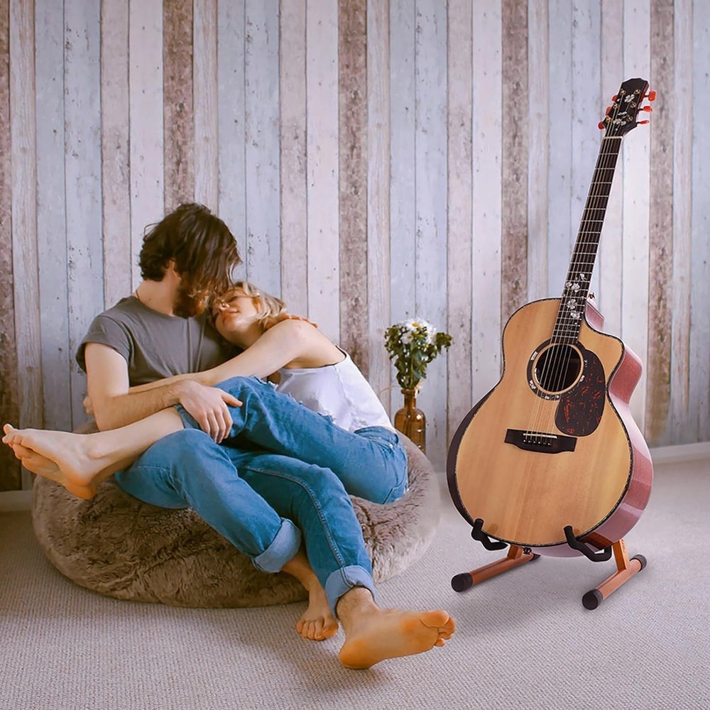 Folding Rosewood Guitar Stand - Lightweight & Versatile for Multiple Instruments
