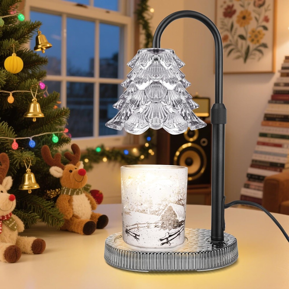 Christmas Tree Shape Candle Warmer Lamp with Timer Dimmable Adjustable Height...