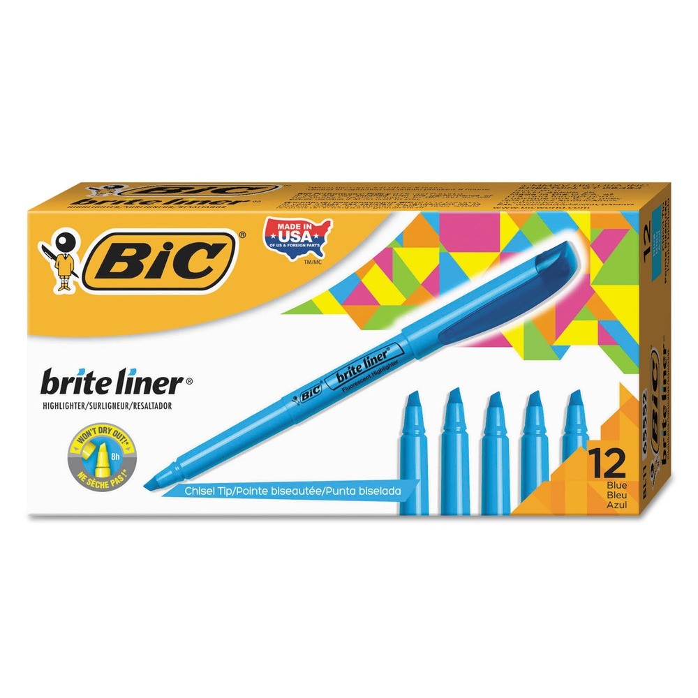 BIC BL11BE Chisel Tip Highlighter - Blue (1-DZ) New