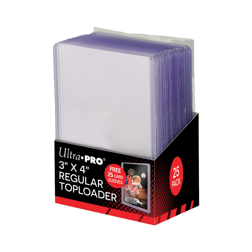 25Count Ultra PRO Regular 3x4 Toploaders & Soft Protector Sleeve Card Bundle Set