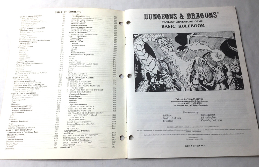 Vintage TSR Dungeons & Dragons Basic Rulebook + AD&D D1 Descent Module