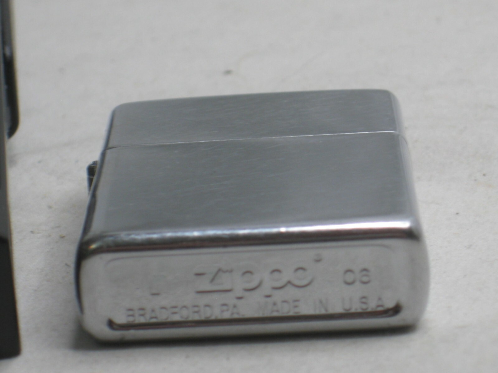 ZIPPO L 06 lighter U.S.A. made w/ case original single blank chrome