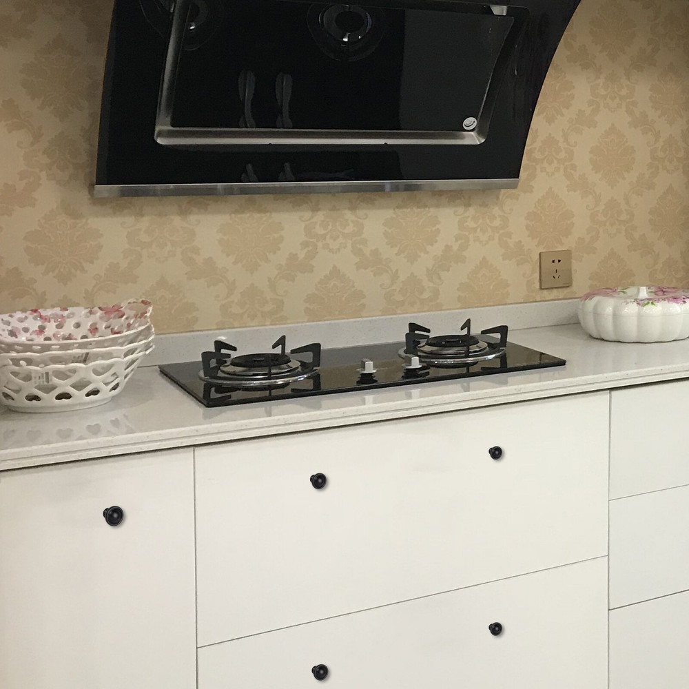 Lot Kitchen Cabinet Knobs Hardware Drawer Cupboard Handle Pulls Black Round