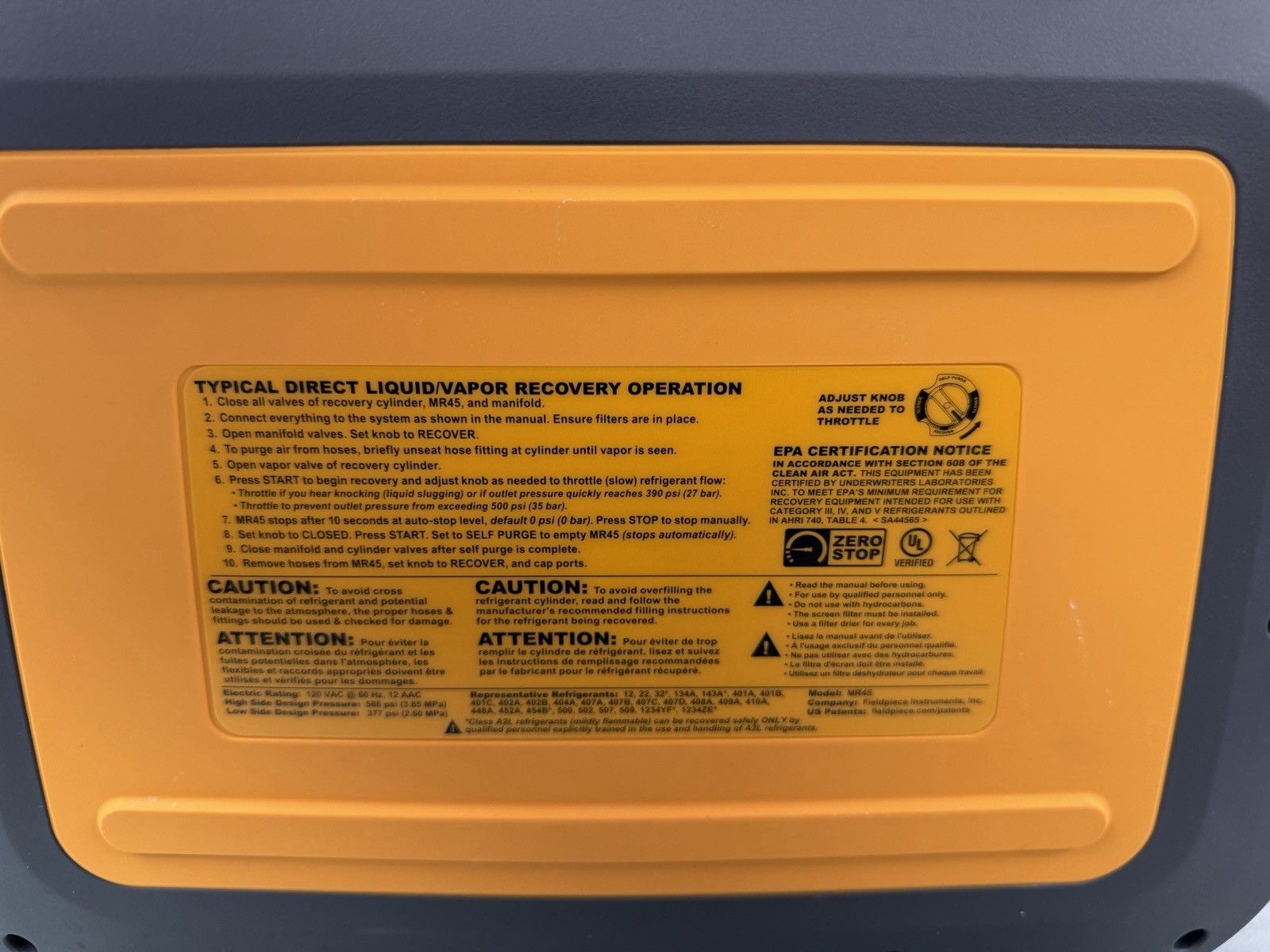 NEW Fieldpiece MR45 - Digital Recovery Machine