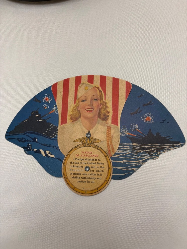 WWII Patriotic tri-fold paper fan