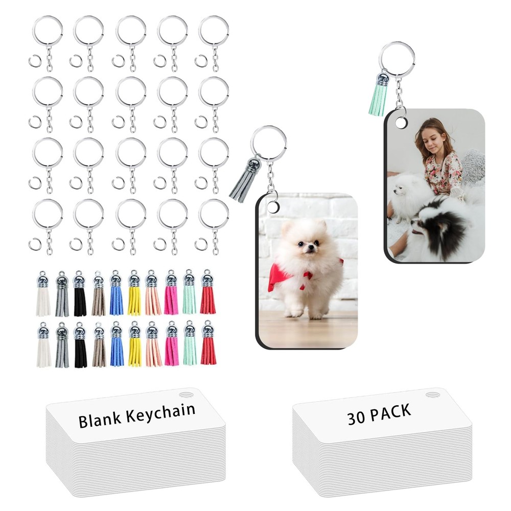 120pcs Sublimation Blanks Keychain Double Side Rectangle Keychains With Tasse...