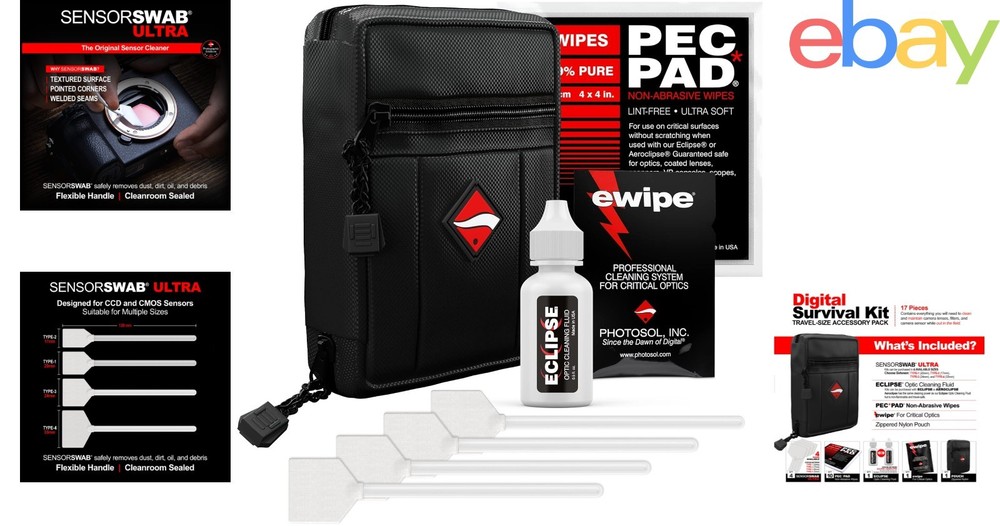 Camera Sensor Cleaning Kit with Eclipse Optic Cleaner and Travel-Friendly Pouch