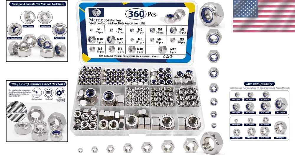 Versatile Nuts Assortment Kit, Stainless Steel
