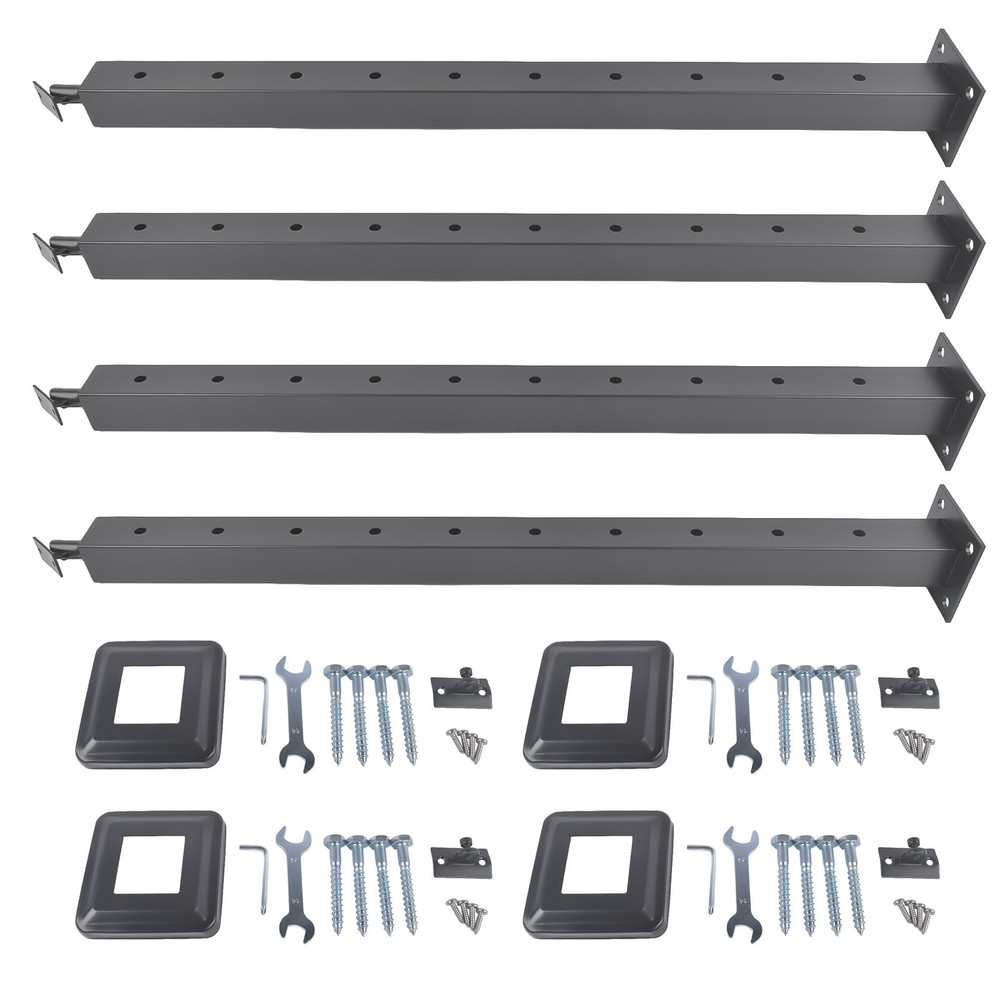 4Pack Black 35" Corner Cable Railing Post - Stainless Steel Surface Mount Kit