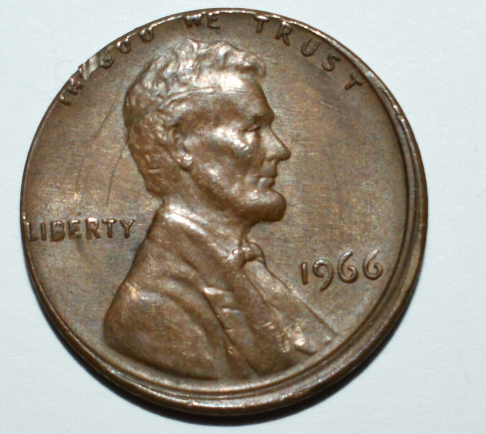 1966 Penny Muti Error Rare Wounded Forehead, Broad Strike, Collar Thick Rim, DD+