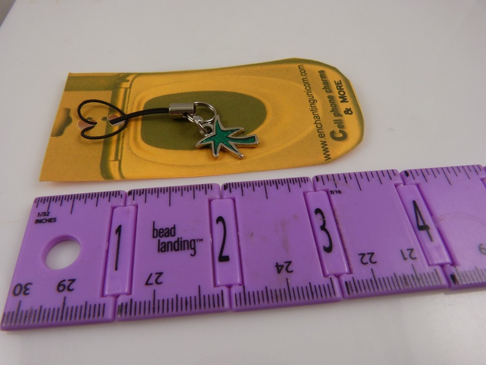 Palm tree green cell phone charm or purse charm strap