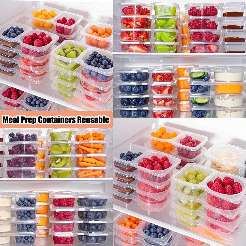 20 Pack Reusable Snack Containers with Lids, Double Transparent 20PCS+20PCS