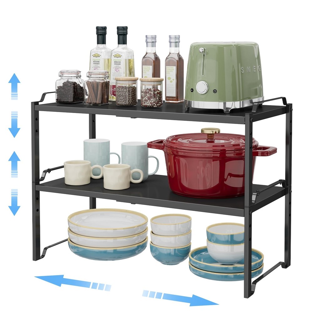 2 Pack 11” Width Expandable Kitchen 2 Pack: 11"D x 23.6"W x 8.7"H, Black