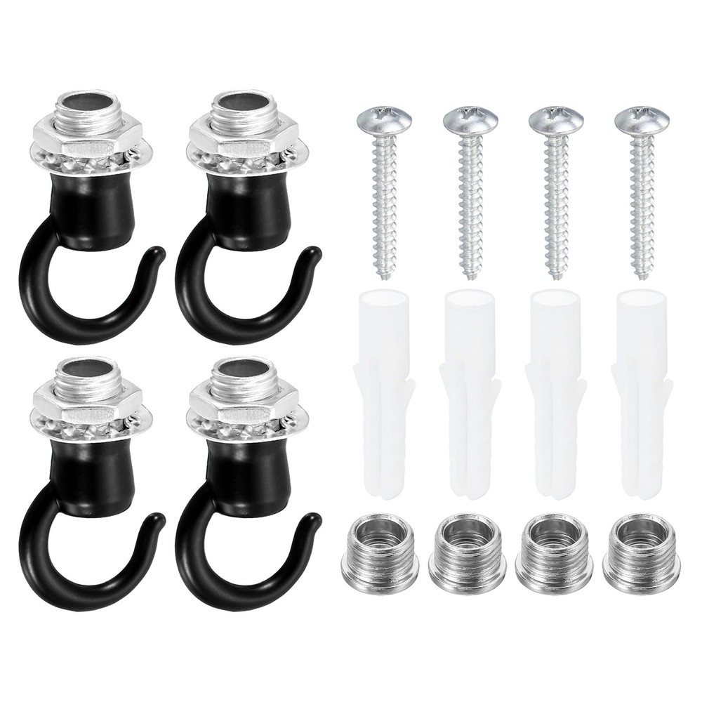 39mmx23mm ceiling hook, 4pcs screw hooks light fixings accessory, black