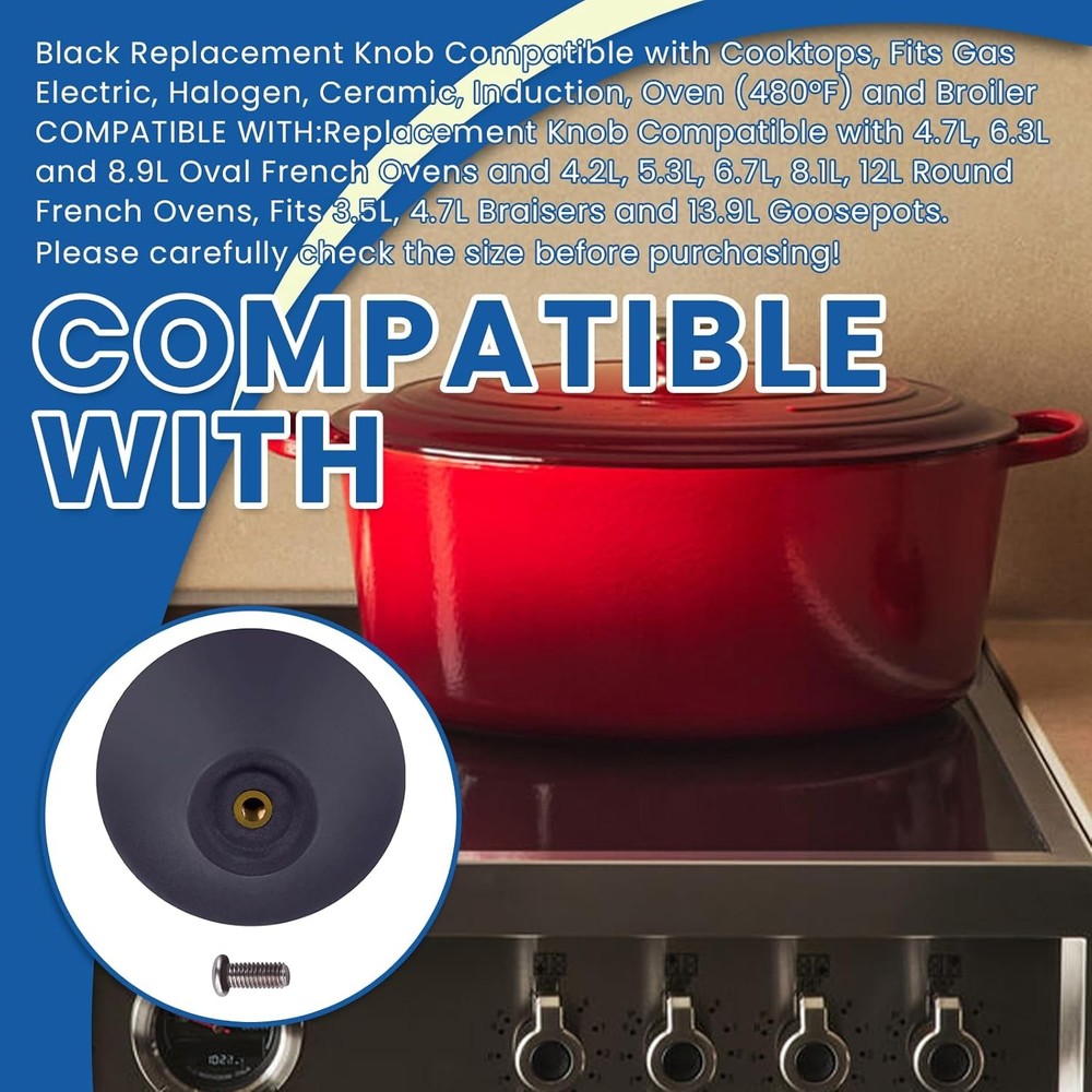 Black Replacement Knob For Cooktops,Gas,Electric,Halogen,Ceramic,Induction,Oven