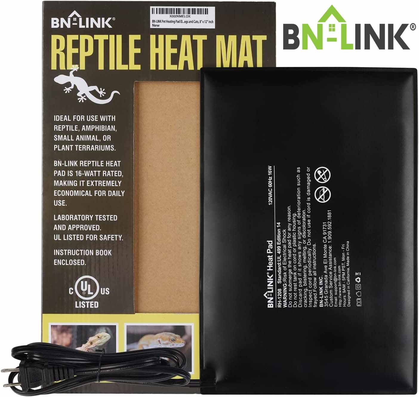 BN-LINK Reptile Heat Mat Under Tank Heater Terrarium Warmer Heating Pad For Pets