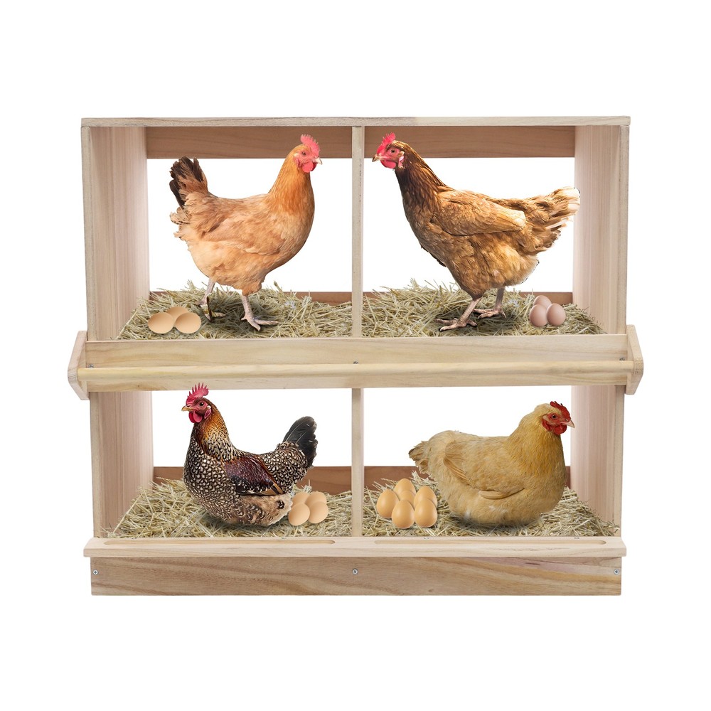 Chicken Nesting Box 4 Compartment Wooden Nesting Boxes For Chickens W/ Perches