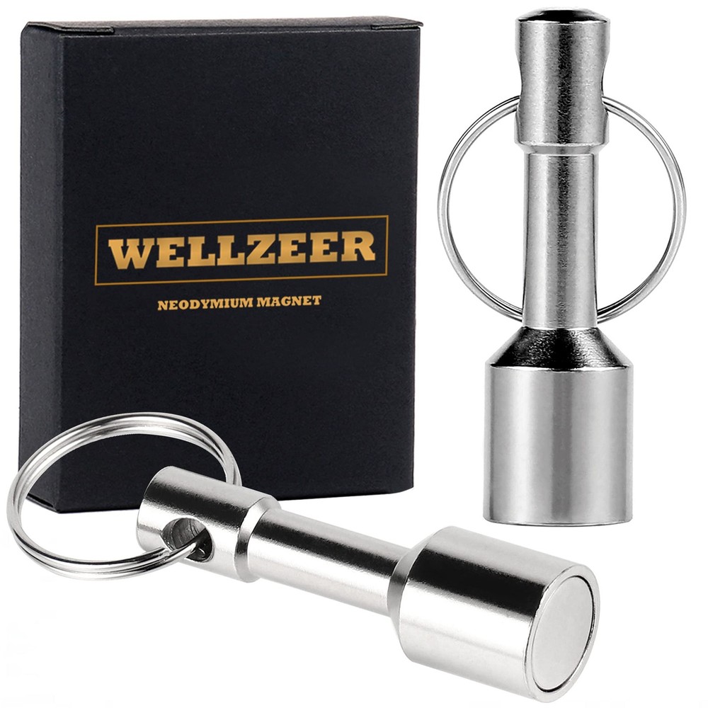 Keychain Magnet for Testing Brass,Keychain Pocket D12mm-2PACK-SILVER, SILVER