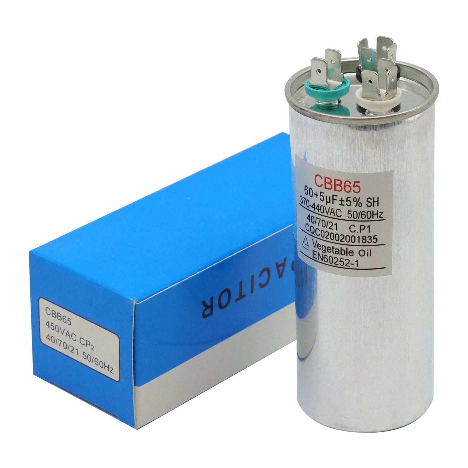 60/5 uF 60+5 MFD Capacitor 370 440 VAC Dual Run Capacitor AC Universal -10 Pack