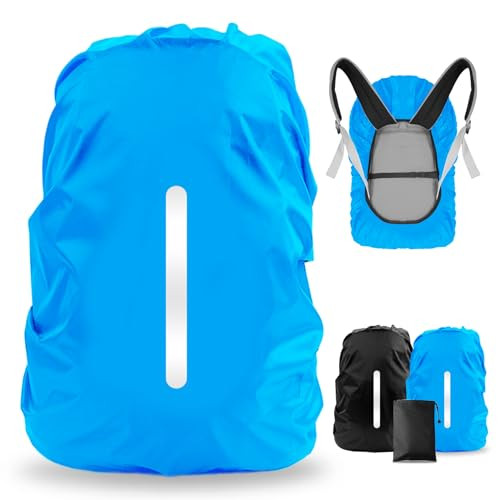2pcs Waterproof Rain Cover for Backpack, Reflective Rainproof Protector for