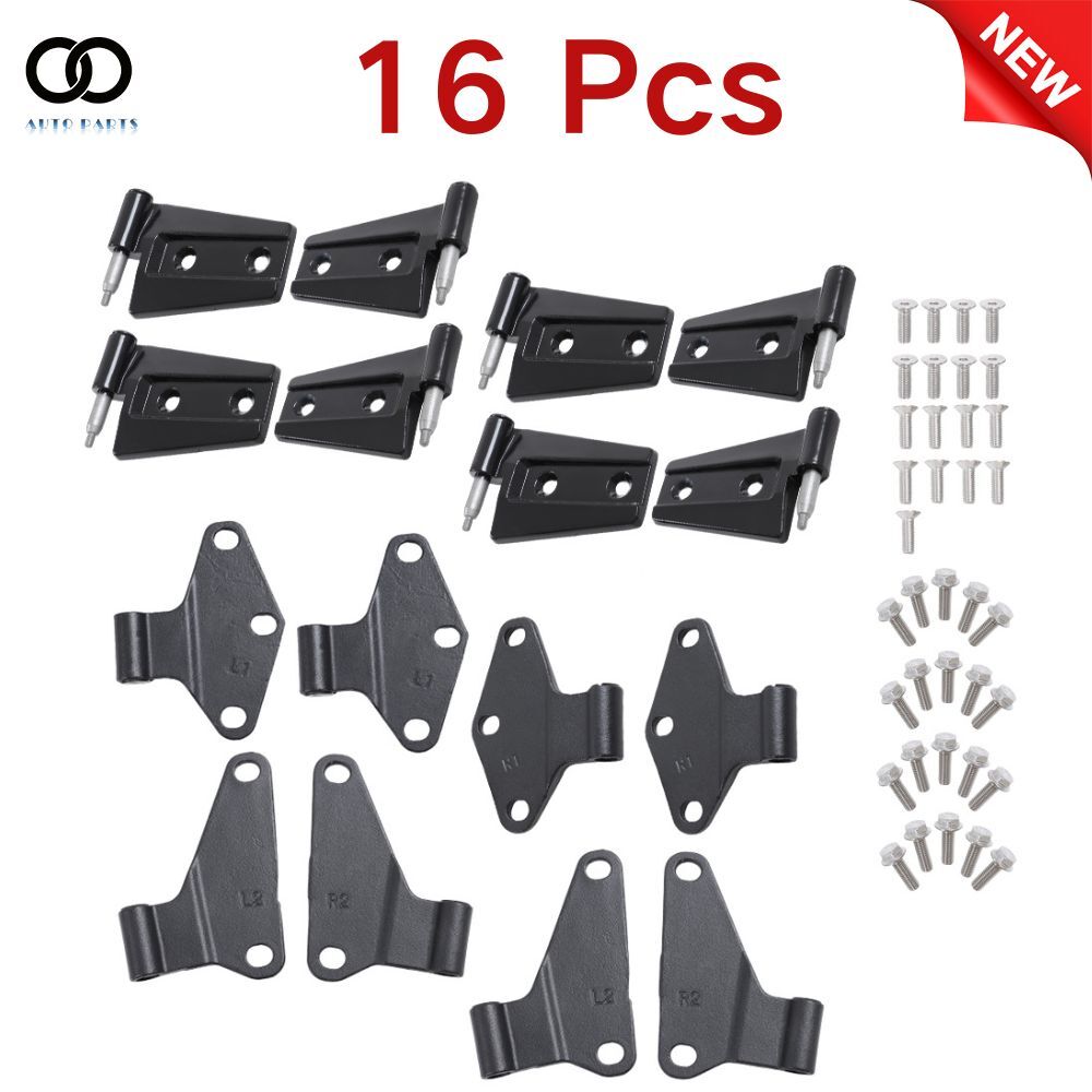 For Jeep Wrangler JK 2007-2018 Body Door Hinge Replacement Set Black Powder Coat