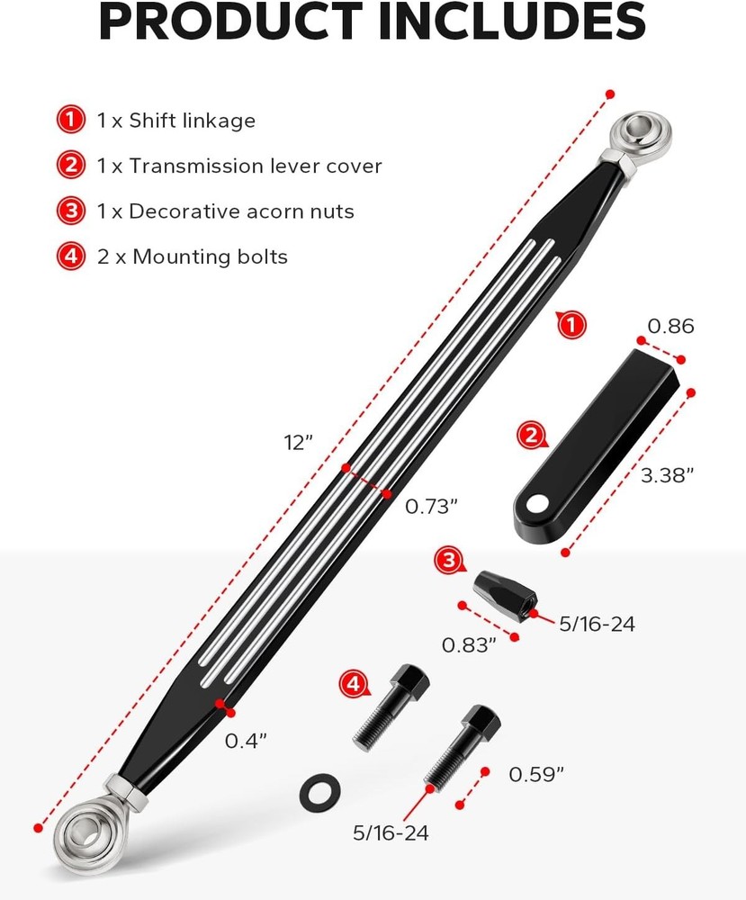 Black Adjustable Shift Linkage for Harley Davidson Softail & Touring 1980-2024