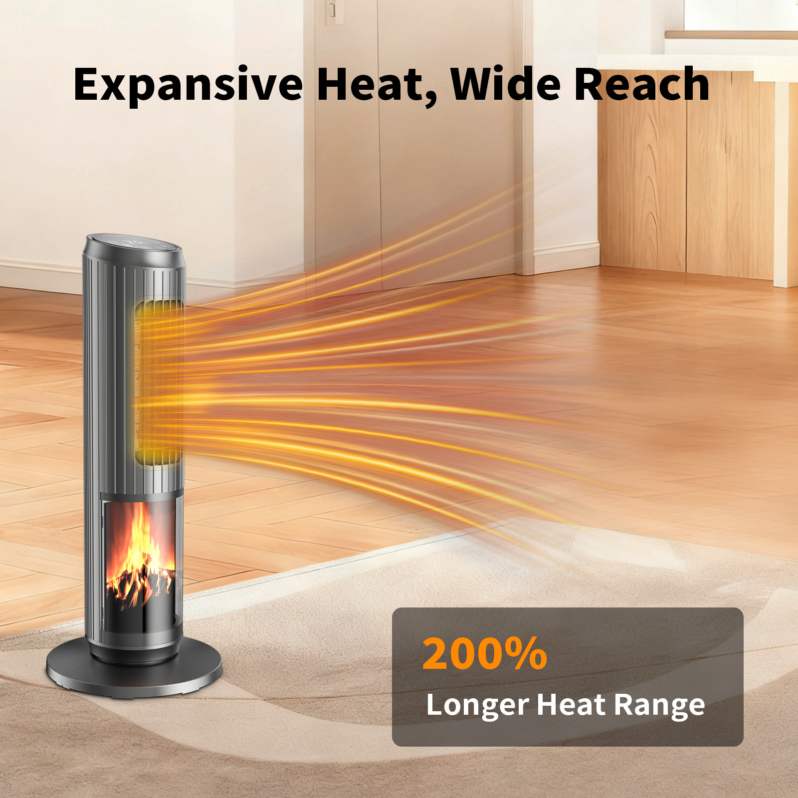 25" Oscillating 1500W Ceramic Tower Space Heater Electric Heater Fan With Remote