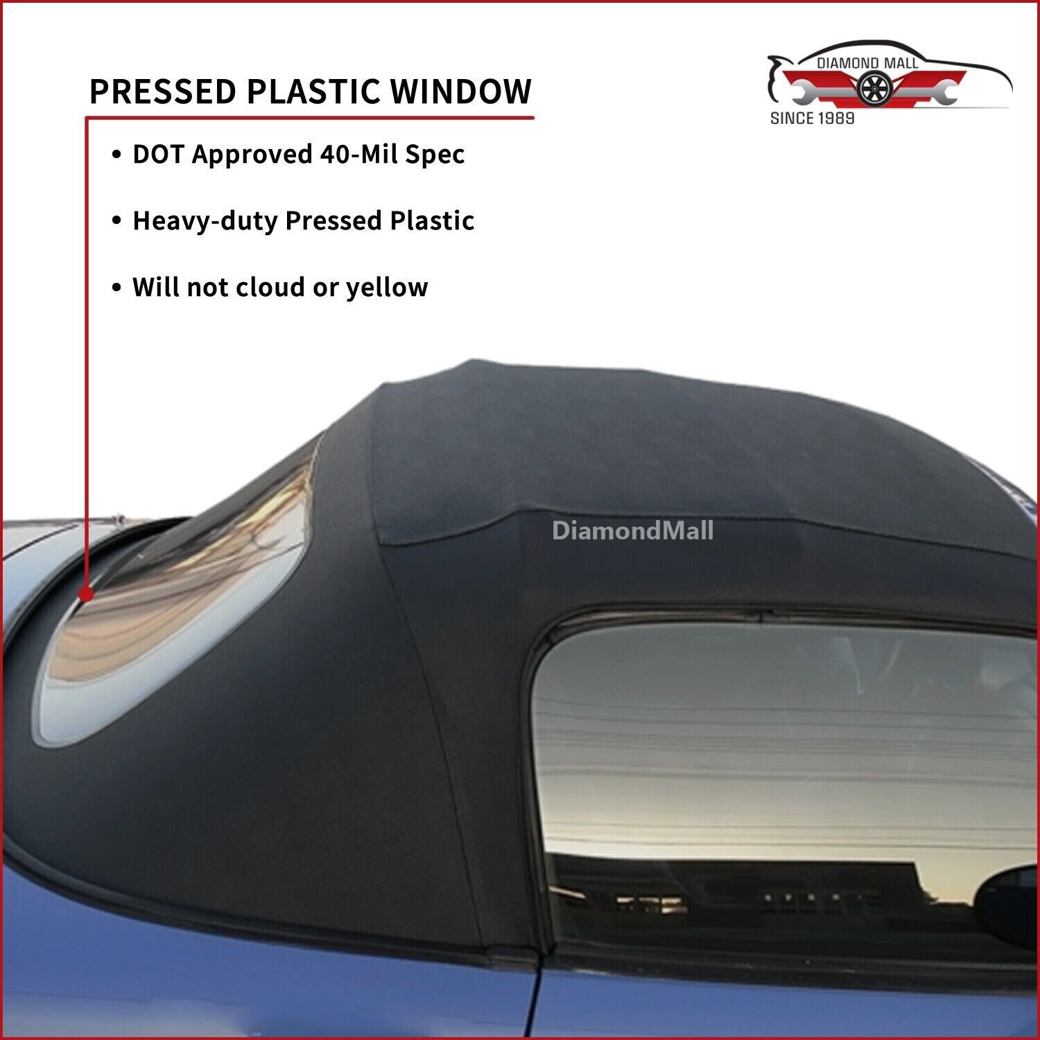 Convertible Soft Top for 1990-2005 Mazda Miata w/DOT Plastic Window Cabrio Vinyl