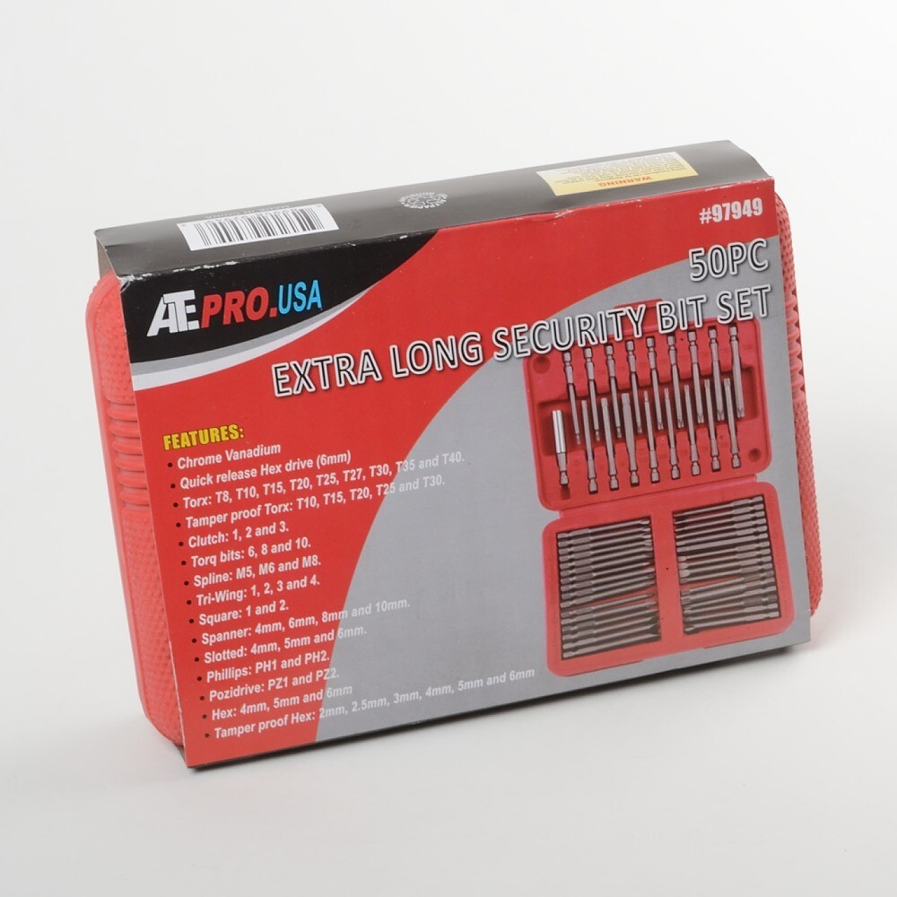 50 PC Extra Long Security Bit Set, Screwdriver Bit Set