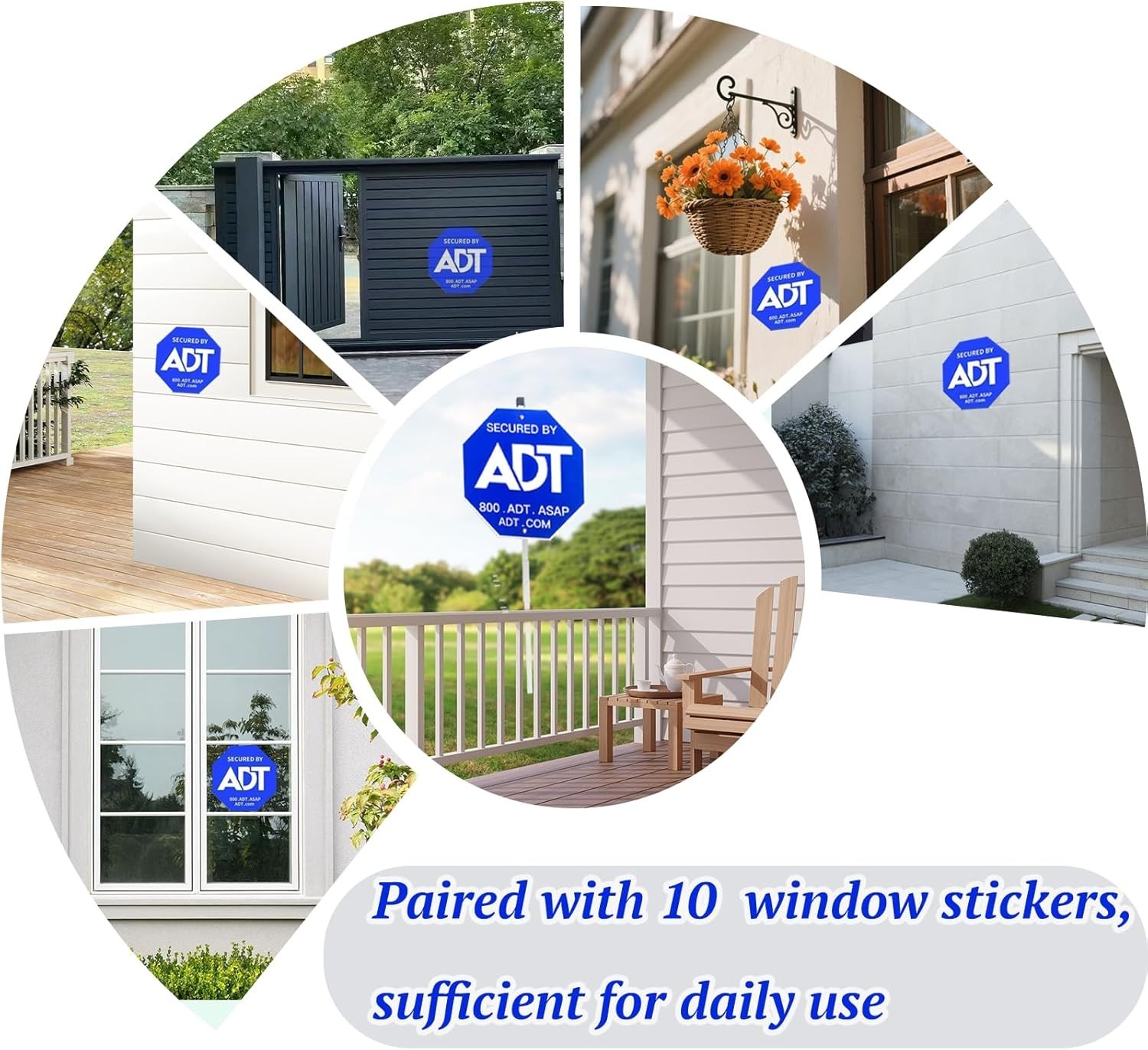 28ADT Security Signs for Yard with Stake & 10 Pcs ADT Window Stickers, 100% Alum