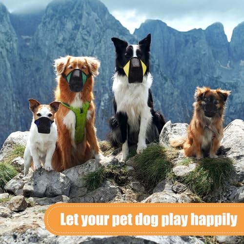 6 Sizes Dog Muzzle, Basket Air Mesh Muzzles Breathable Adjustable Snap Fastener