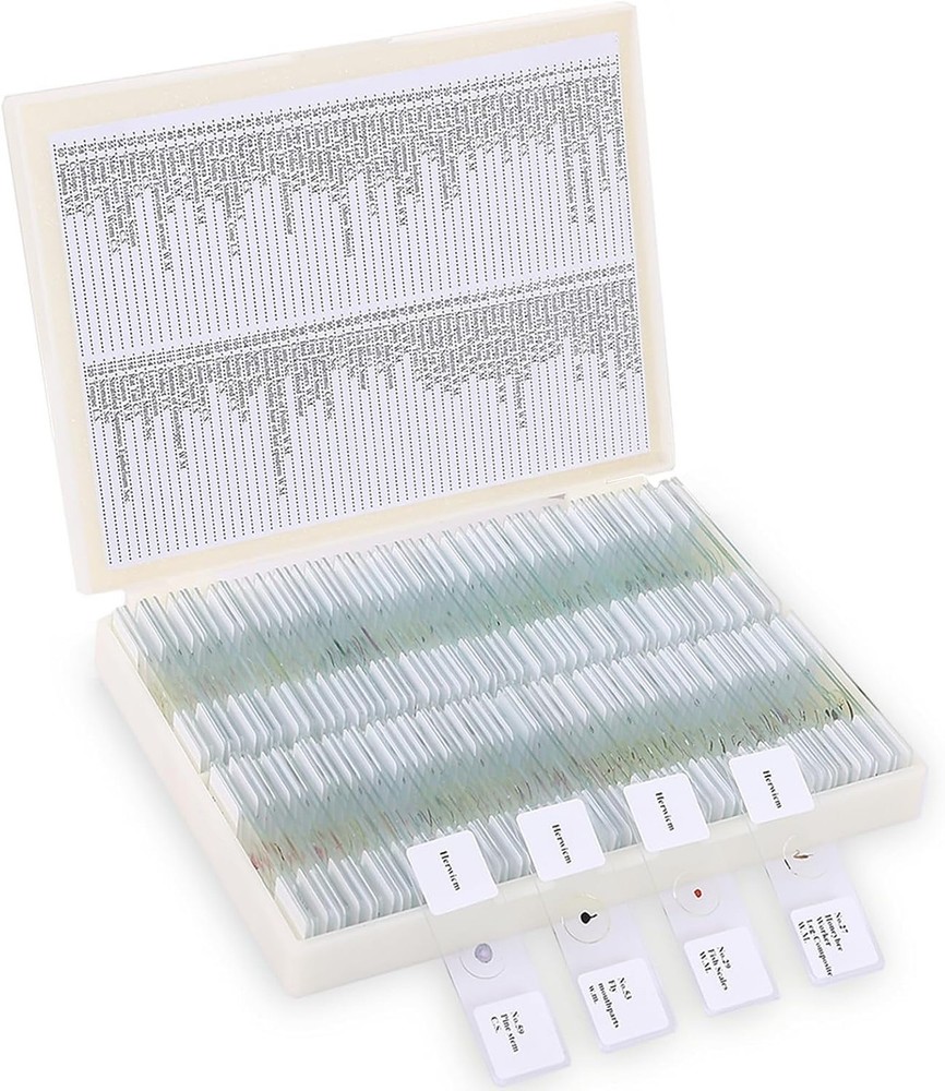 120-Pcs Microscope Slides with Specimens,Plant, Animal, Algae,etc,Educational...