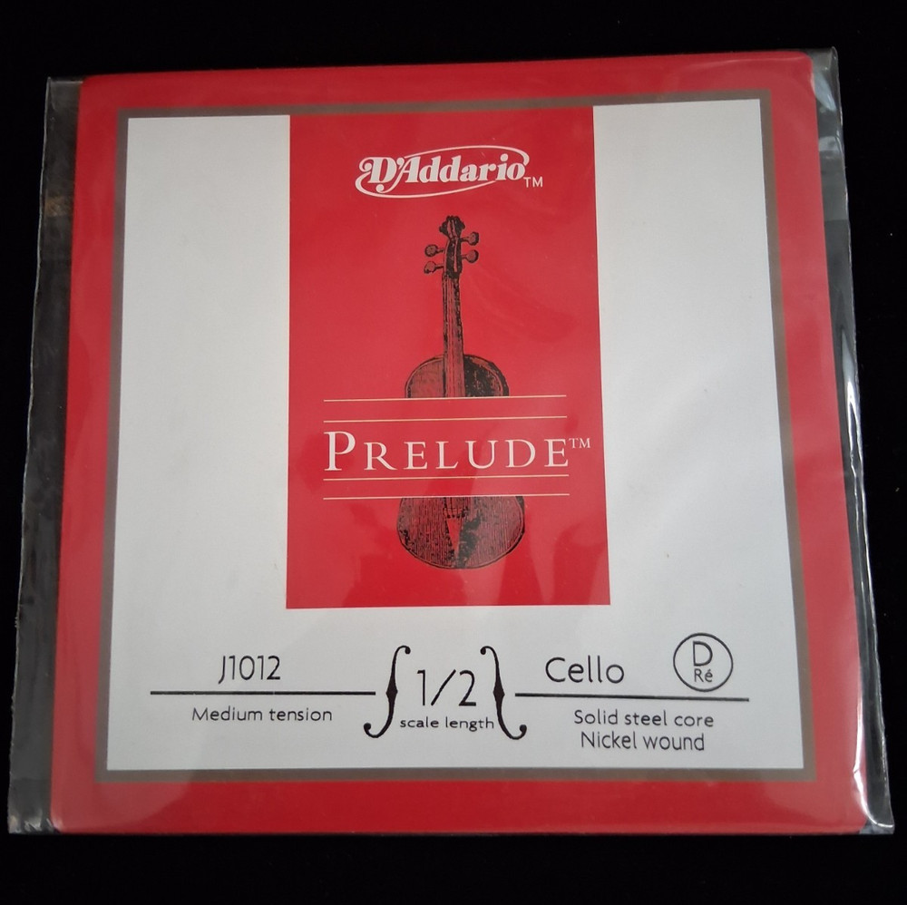 D'Addario Prelude Cello String D 1/2 scale length Model J1012 1/2M Medium