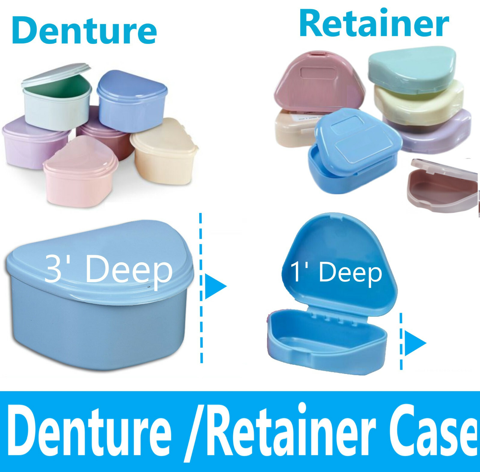 Dental Denture Box case carrier - 3' Deep or Retainer Box - 1' Deep, Upto 100Pk