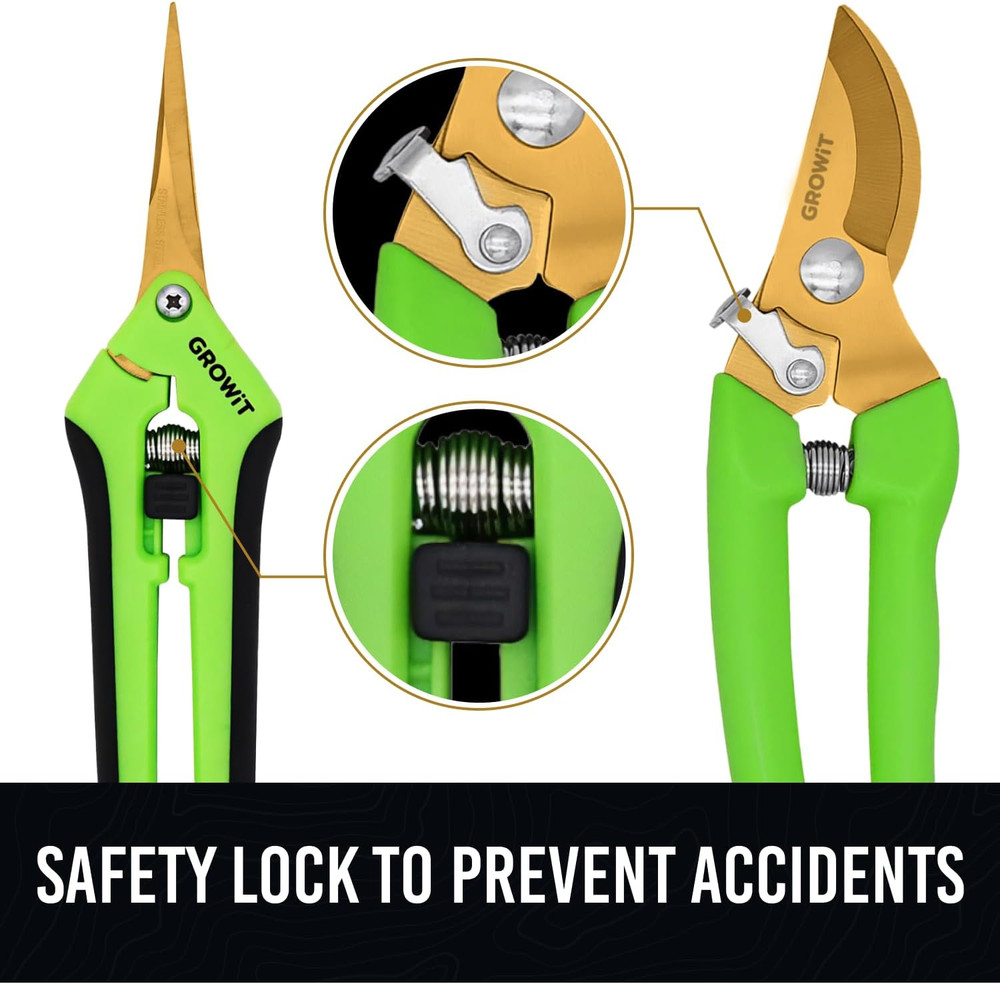 7" Pruning Shears & Gardening Scissors Set, Titanium Coated Sharp Garden Clipper