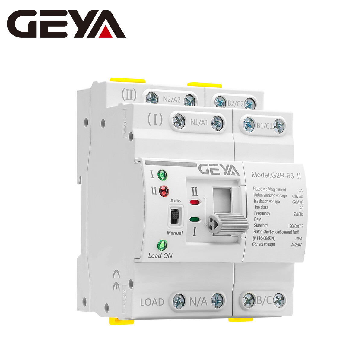 GEYA Mini Dual Power Automatic Transfer Switch Grid to Alternator 4P 63A 220V