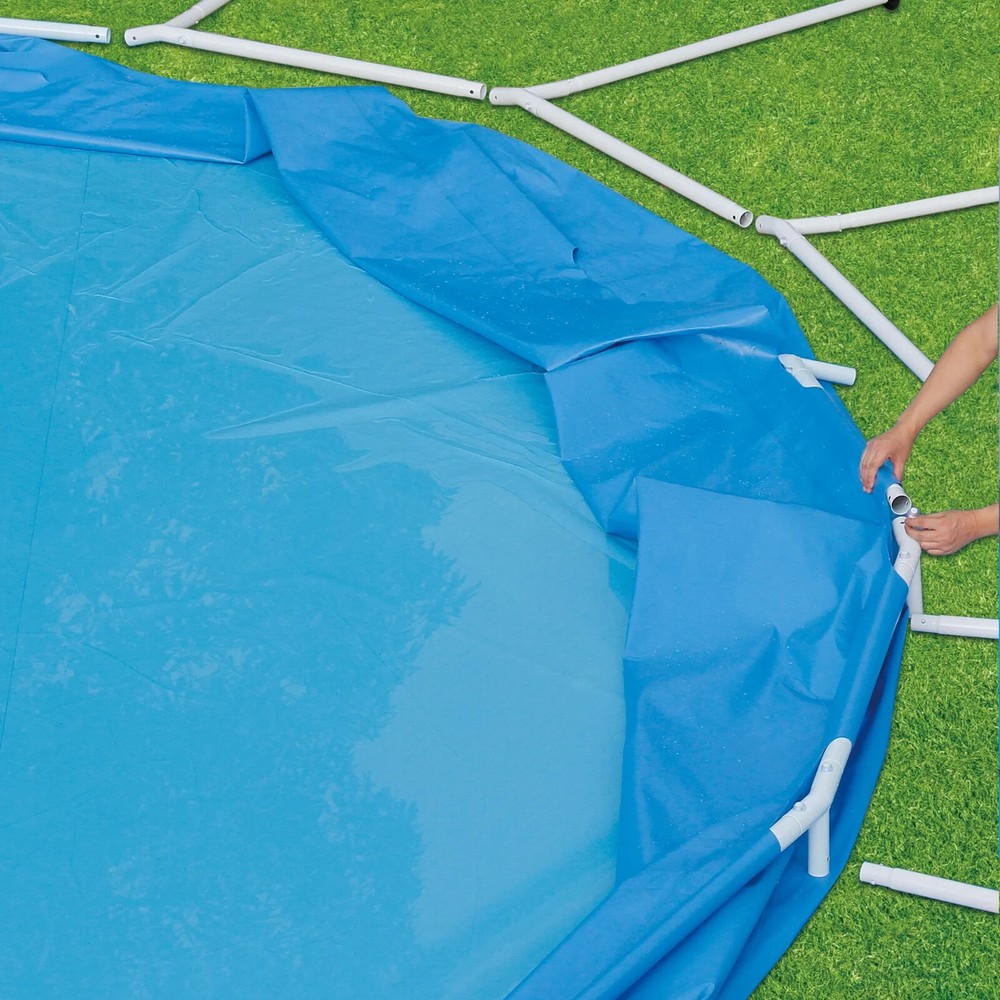 SUMMER WAVES 15 FT ROUND ACTIVE FRAME ABOVE GROUND POOL, BLUE *DISTRESSED PKG