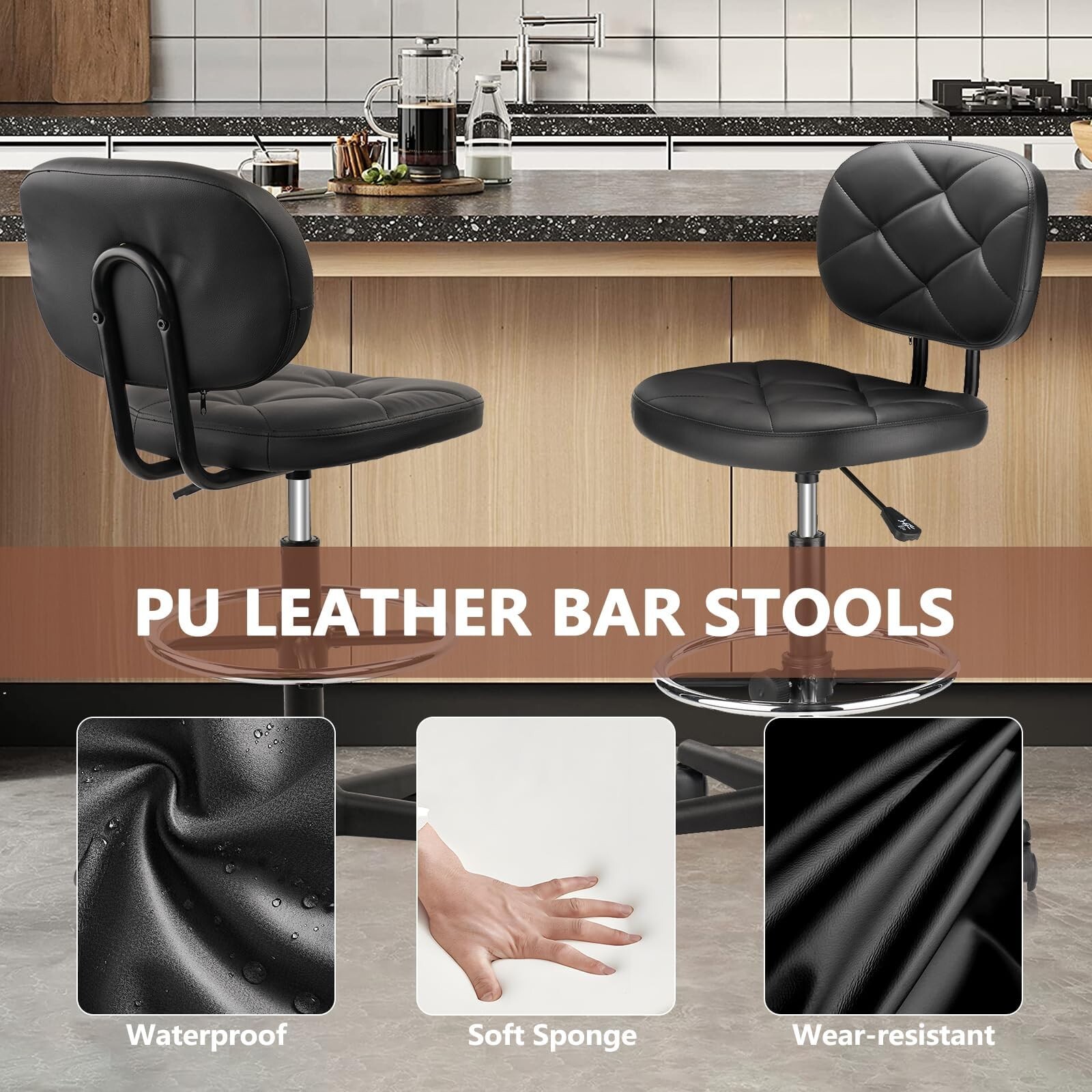 Hydraulic Rolling Swivel Stool Salon Spa Tattoo Chair Height Footrest Adjustable