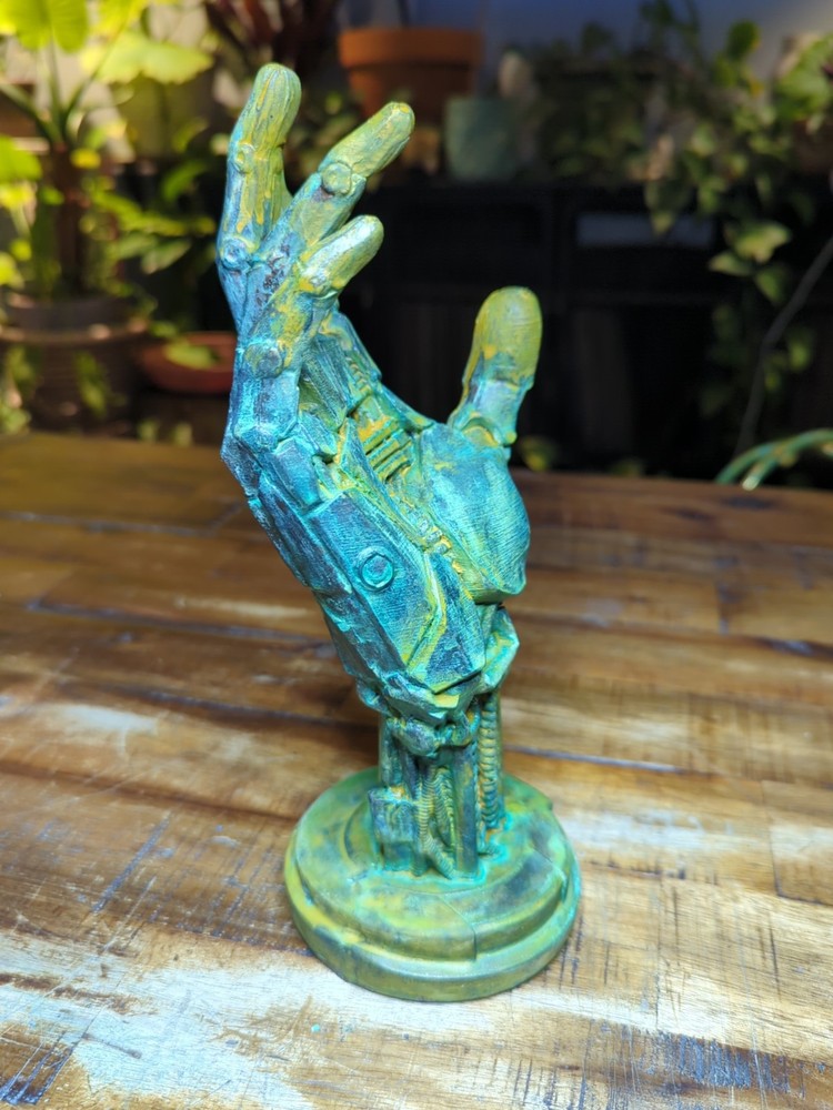 Ocean Patina Robot Cyborg Skeleton Hand Controller Holder
