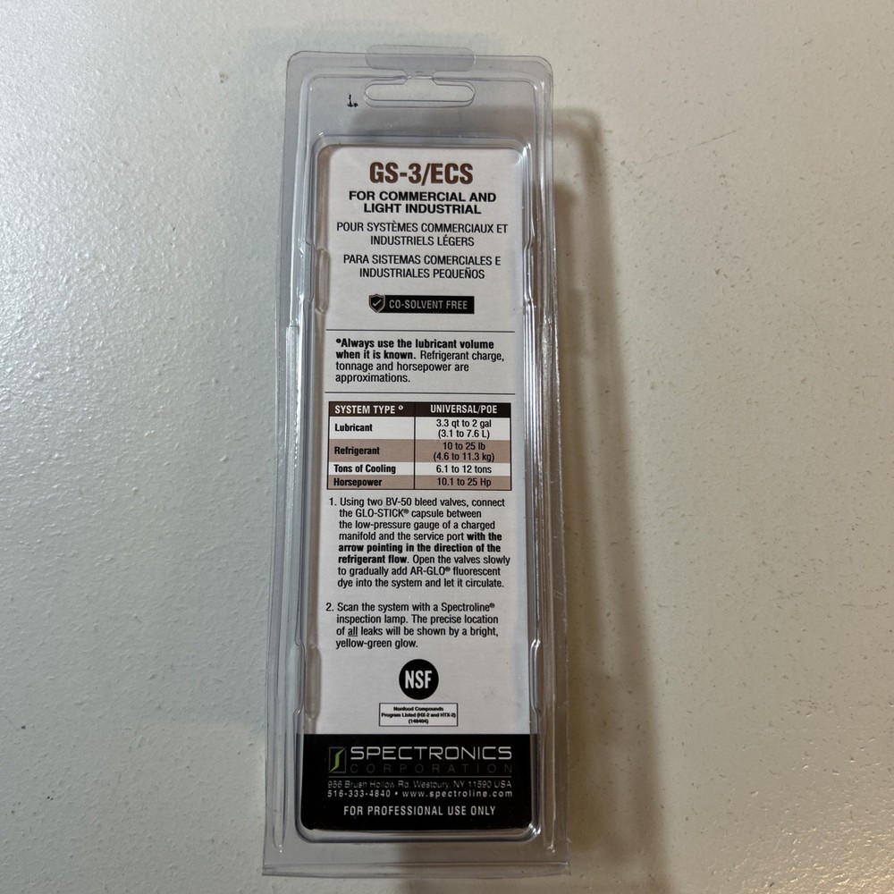 Spectroline GS3ECS Fluorescent Refrigerant Leak Detection Dye