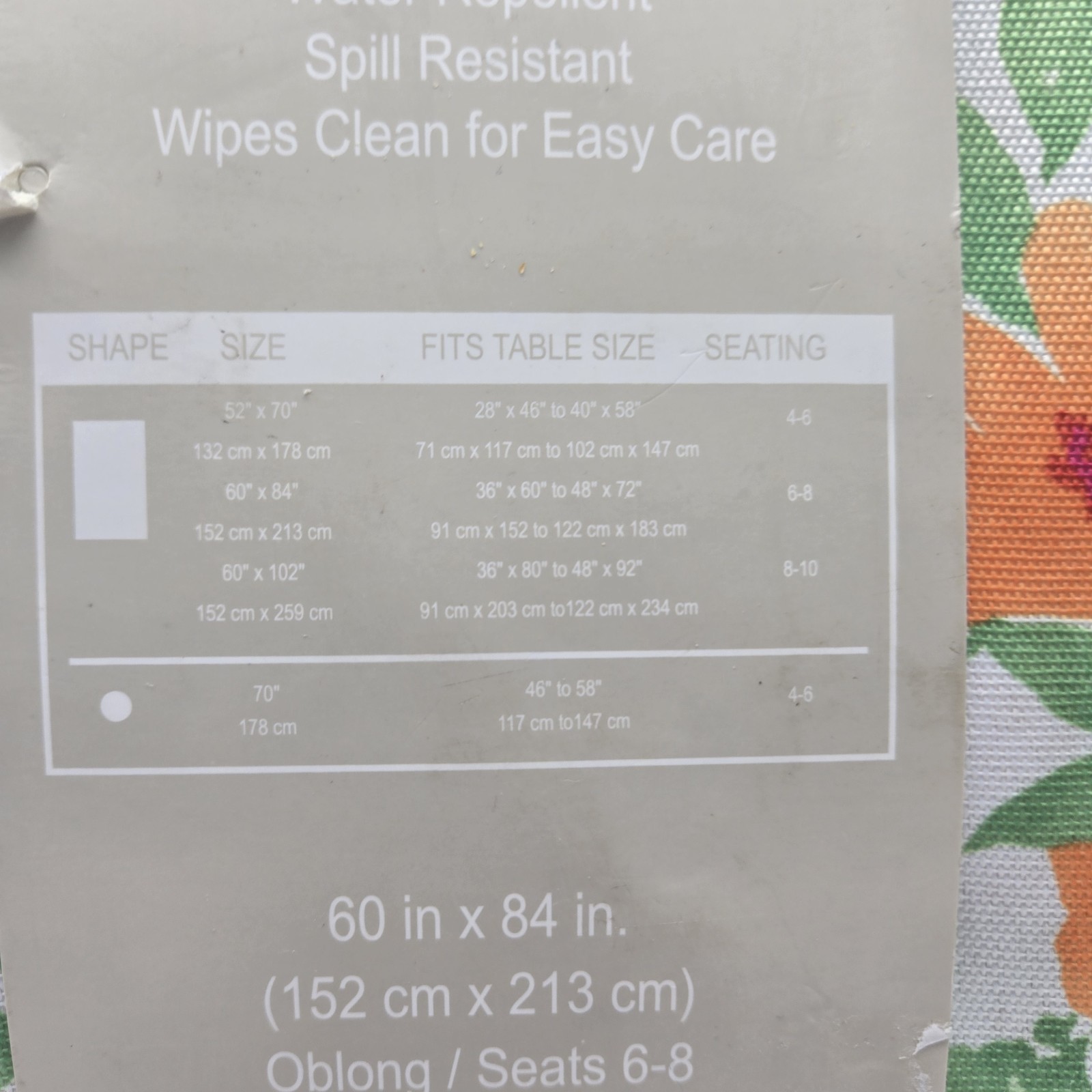 Briar & Bramble 60x84 Oblong Tablecloth Floral Flowers Indoor Outdoor Polyester